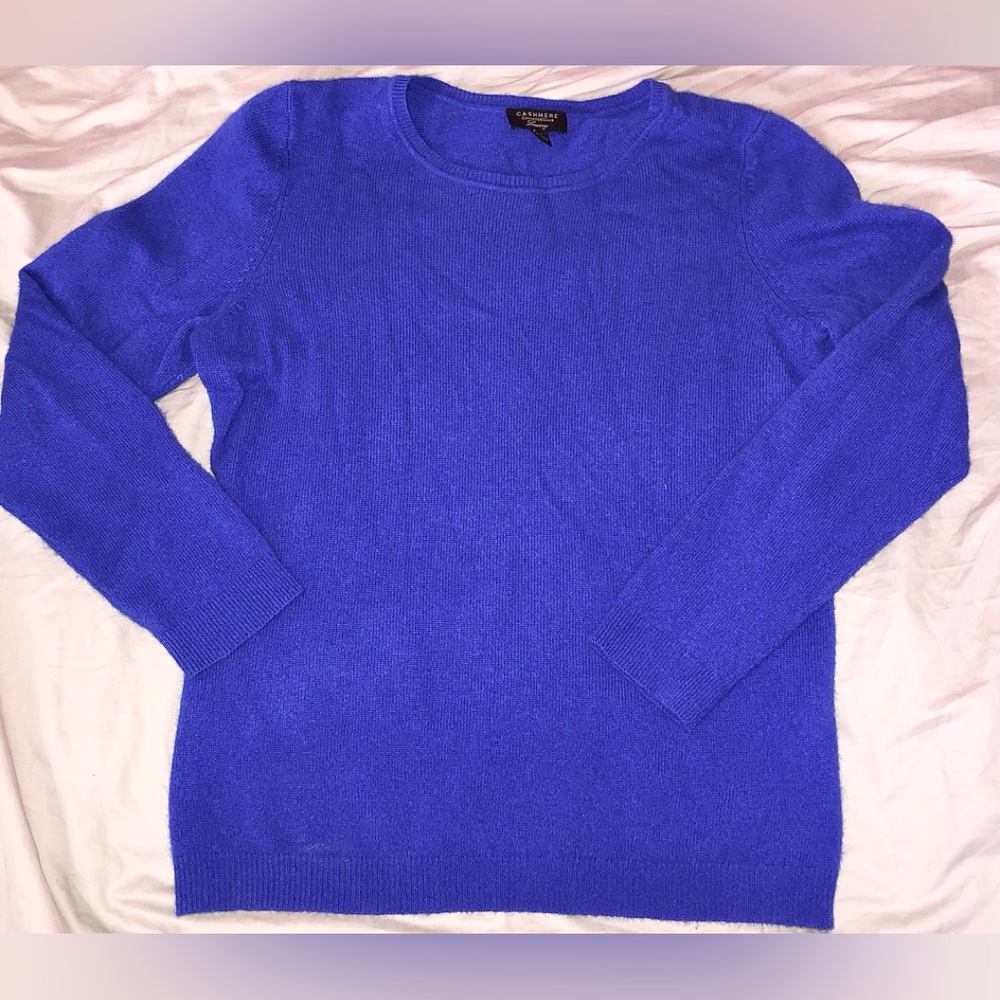 Cashmere SWEATER Womens Sz M by Charter Club Luxury cobalt Blue Fine wool NM